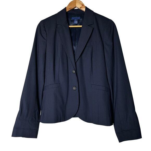 J. Crew Jackets & Blazers - J Crew Blazer Size 10 Wool Navy Pinstripe‎ Career Collegiate Academia Preppy